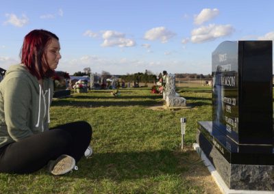 Brittany Hatfield, 23, of Clyde visits the grave of her ex-boyfriend, Bryce Williamson, who she loved deeply. He died of a heroin overdose in November 2014. He was 23 years old.