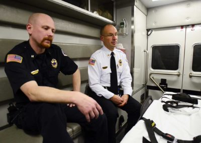 Sandusky EMS Captain John Marcson, left, and Sandusky County EMS Chief Jeffrey Jackson said recovering addicts, police and EMS officials all say there is often a reluctance to seek help — even when a person is turning blue from a life-threatening overdose — for fear of repercussions for the overdose victim and his or her friends and family.