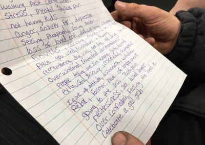 During a weekly appearance, recovering opiate addict Andrew Laubacher, 29, of Fremont holds a list of 50 triggers that tempt him to use drugs. He wrote the list as an assignment in drug court from Judge John Kolesar.