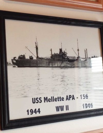 Hanging in James Reardon's home is a photo of the USS Mellette APA-156, the attack transport ship he brought back to the states after the surrender. “Our ship was in pretty bad shape,” Reardon said.